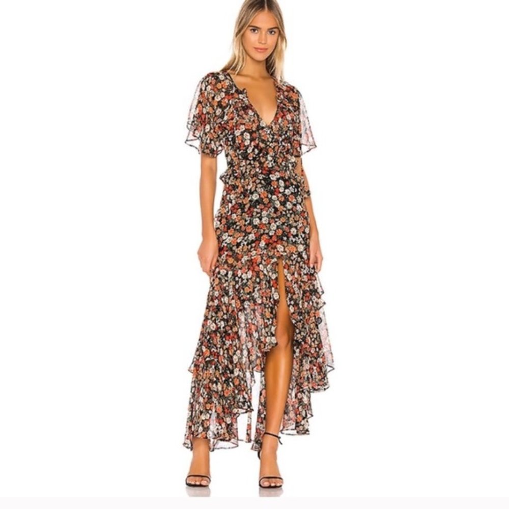 MISA Los Angeles Katarina Silk Chiffon Midi Dress